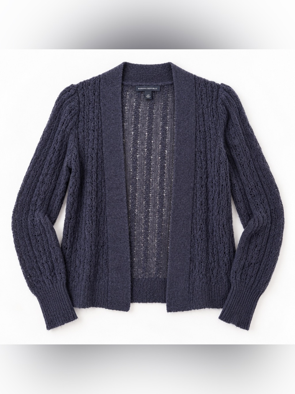 Banana Republic Navy Open-Front Cable Knit Sweater